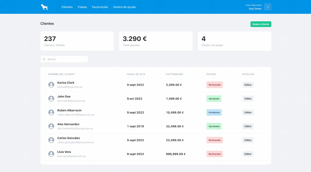 Screenshot of Wandapp project